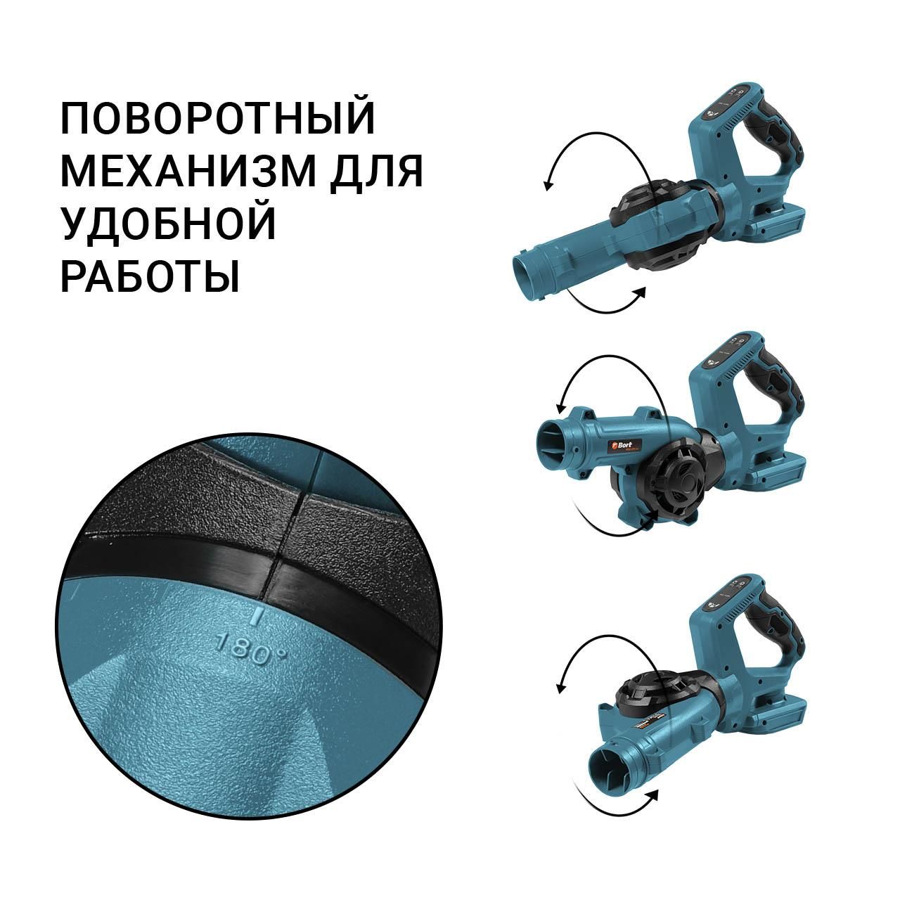 Воздуходувка-пылесос аккумуляторная ,18В, БЕЗ АКБ ,21000 об.мин,Bort BSS-21U-Li