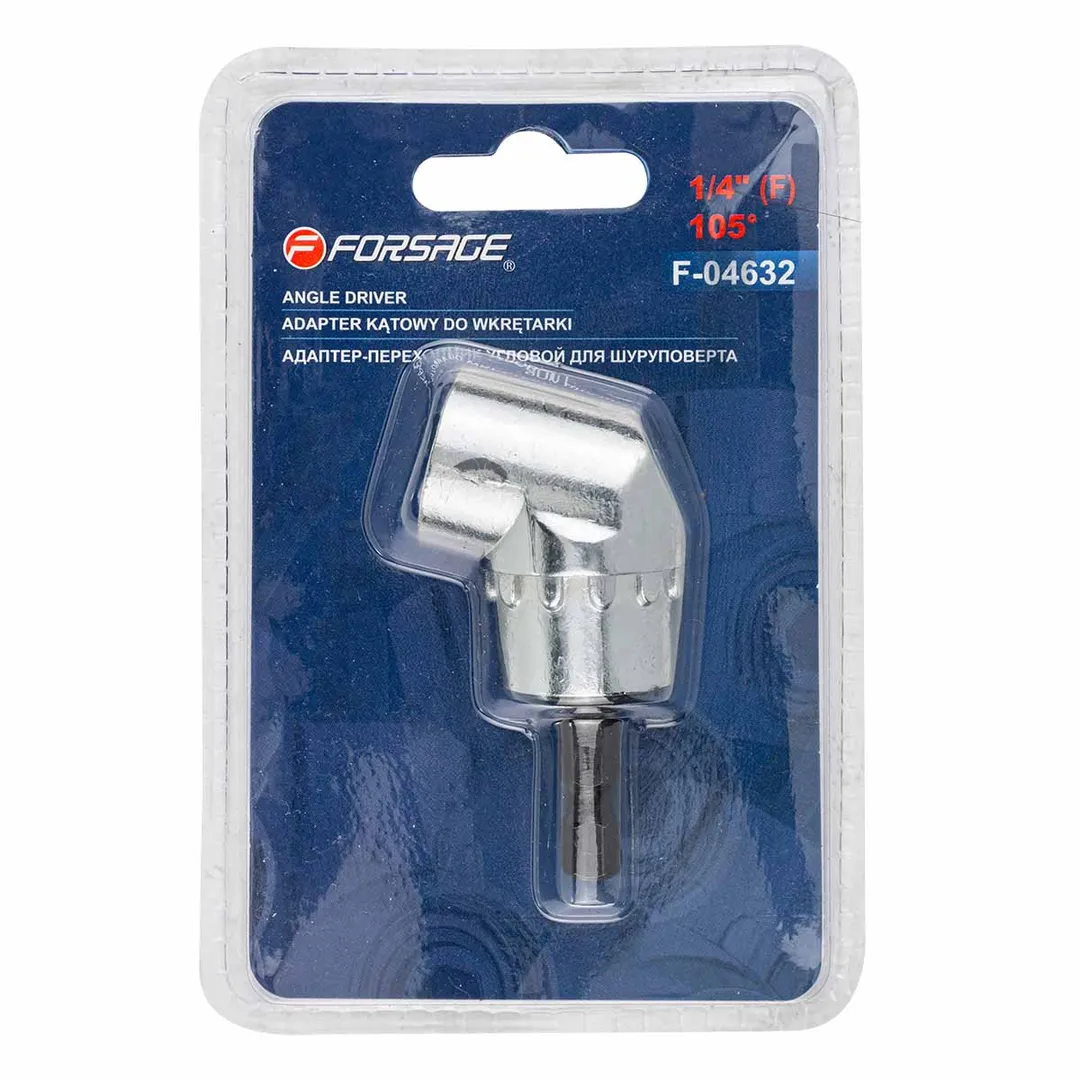 Адаптер-переходник угловой для шуруповерта 1/4"(F), в блистере Forsage F-04632