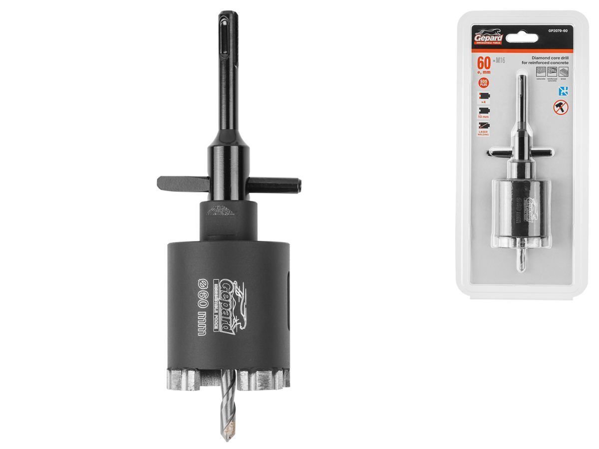 Коронка алмазная d 60мм железобетон (GP2079-60) (безударная) GEPARD GP2079-60