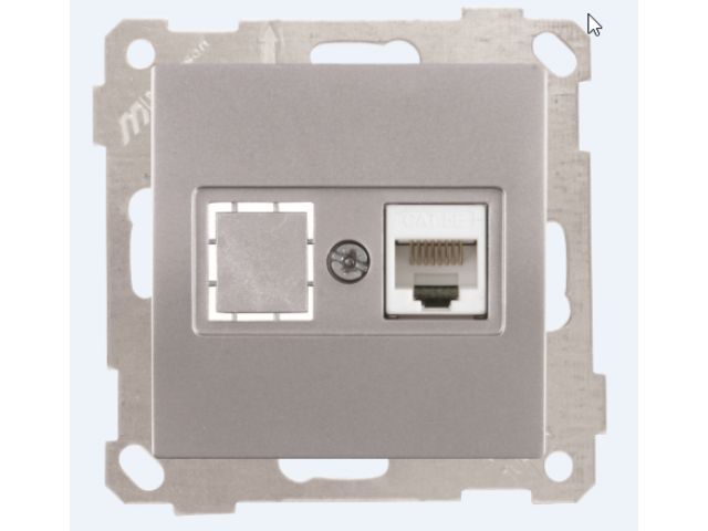 Розетка компьютерная 1xRJ45 (Cat5e, скрытая, без рамки) серебро, DARIA ((RJ 45)   8-pin, соединения ...MUTLUSAN 21 001 360 182