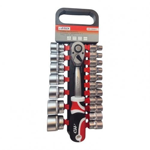 Набор инструментов (головки + трещотка 1/2") 19пр. CrV H-D HD-38681