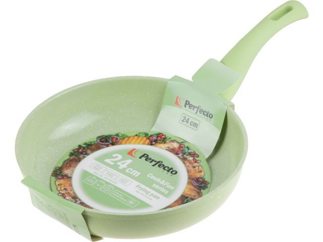 Сковорода ф 24х5.5 см, алюм., антиприг. покр., серия Cook&Fun, зеленая, PERFECTO LINEA 55-240202