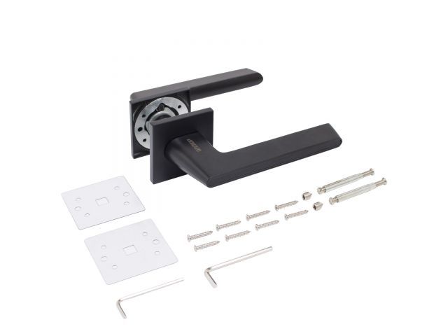 Ручка дверная АЛЛЮР АРТ "АДЕЛЬ" BL/BL (85150) матовый черный ЗАЩИТ.ПЛЕНКА УЗК 13790