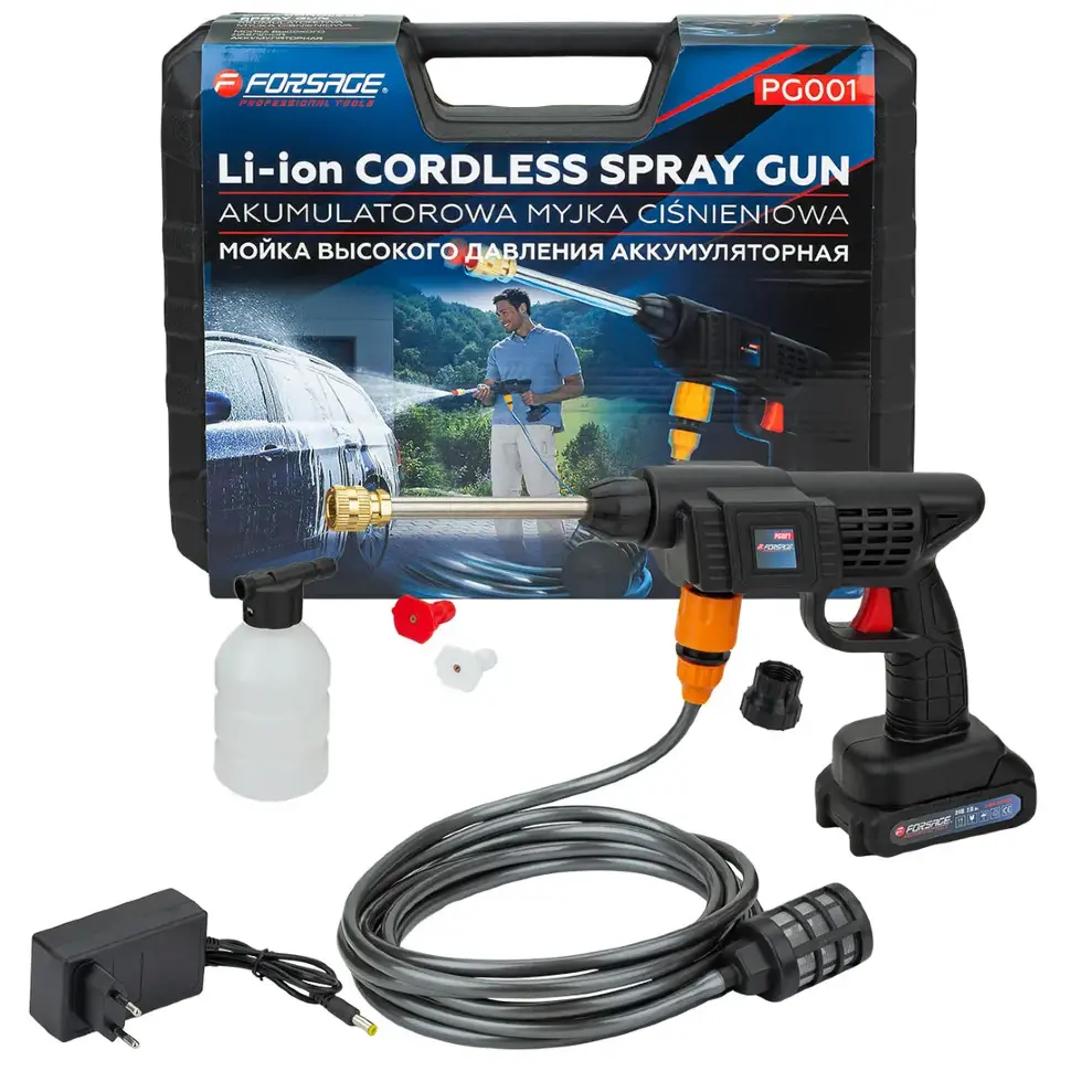 Мойка высокого давления аккумуляторная 24В, 2,8л/мин, 15 бар Forsage F-PG001