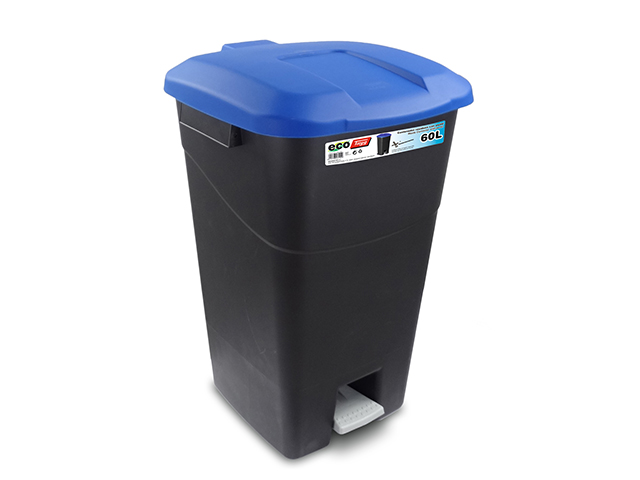 Контейнер для мусора пластикиковый 60л с педалью, синяя крышка  ...TAYG 431029