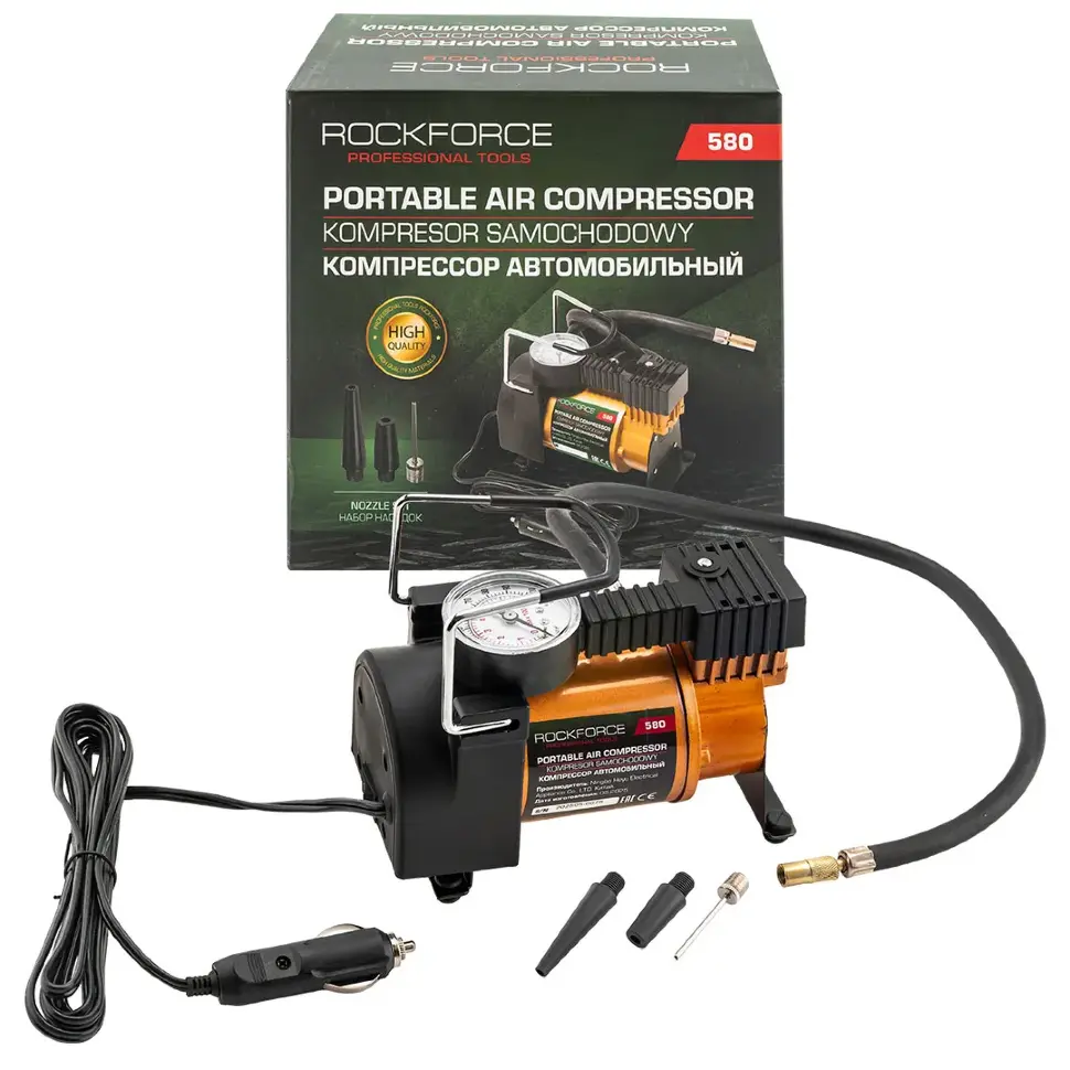 Компрессор автомобильный 12V, производительность 30л/мин RockFORCE RF-580