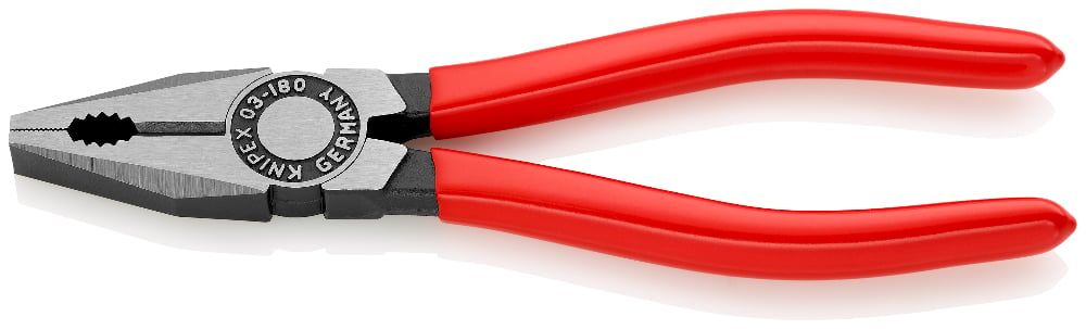 Плоскогубцы комбинированные, L-180 мм, чёрные, обливные рукоятки   ...KNIPEX 0301180