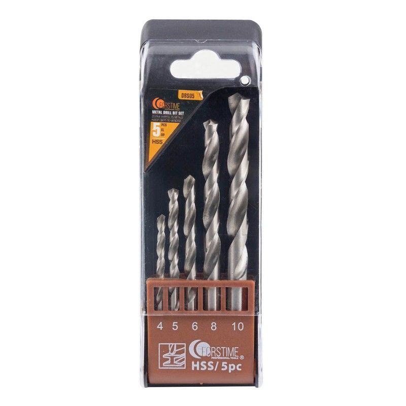 Сверла по металлу, набор 5пр. (4-6, 8, 10мм) FORSTIME FT-DBS05