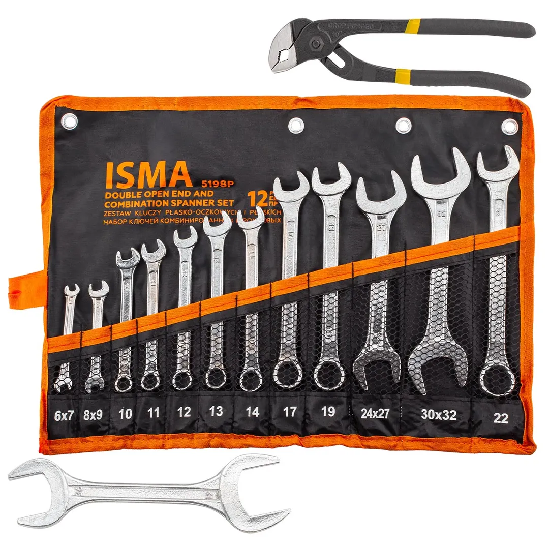 Набор ключей комбинированных и рожковых 12+2пр. ISMA ISMA-5198P+2