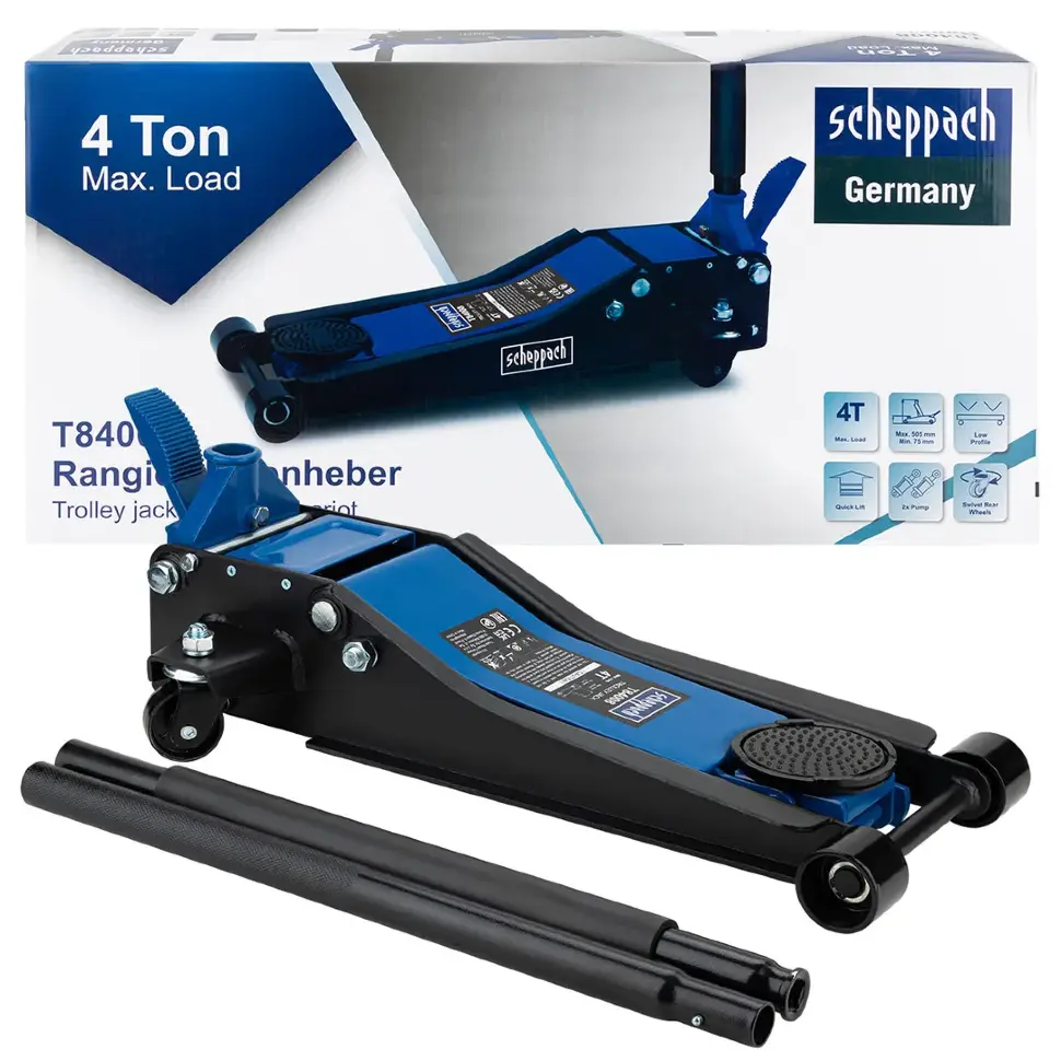 Домкрат подкатной гидравлический 4т Scheppach Sch-T84008 Домкрат подкатной гидравлический 4т Scheppach Sch-T84008