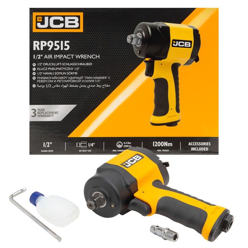 Пневмогайковер ударный "Twin Hammer" с реверсом и регулировкой усилия 1/2" JCB JCB-RP9515
