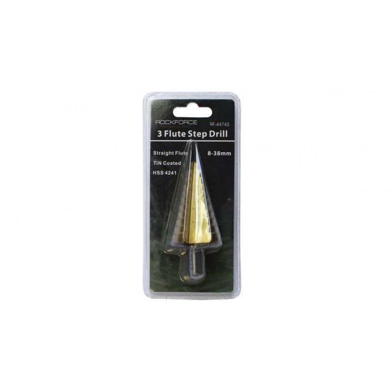 Сверло ступенчатое TIN HSS 4241 (8-38 мм)  Rock FORCE RF-44743
