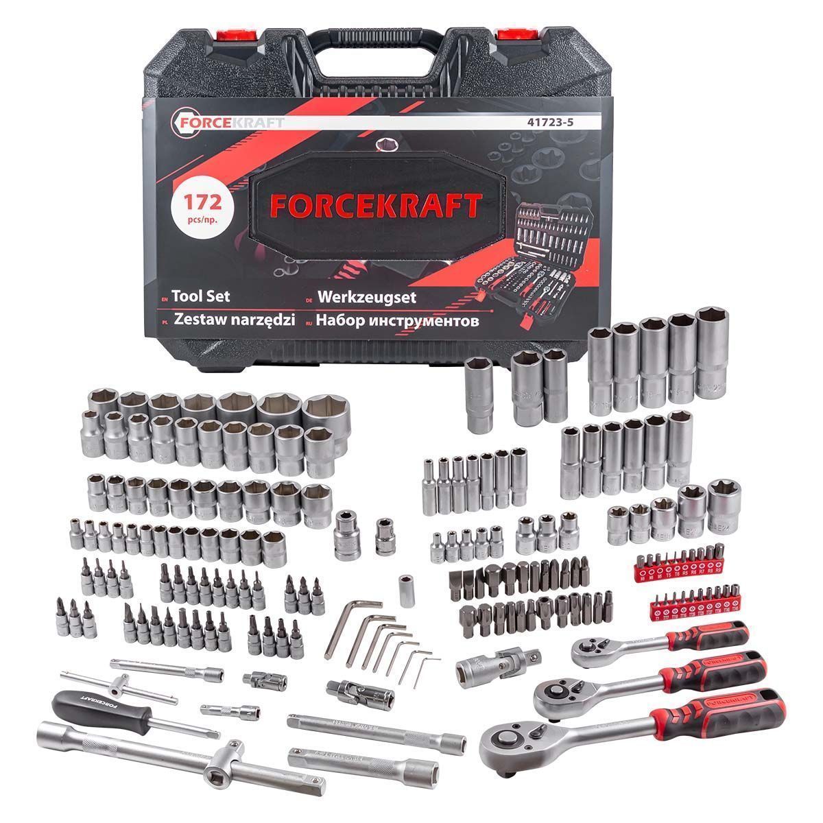 Набор инструментов 172пр. 1/4", 3/8", 1/2" (6гр.) FORCEKRAFT FK-41723-5 ...