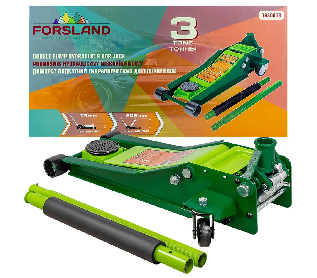 Домкрат подкатной гидравлический 3т (h min 75мм, h max 505мм) Forsland Forsland-T830018 MT