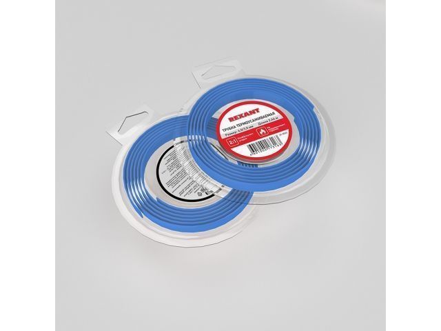 Трубка термоусаживаемая 6,0/3,0 мм синяя, ролик 2,44 м  REXANT 29-0035
