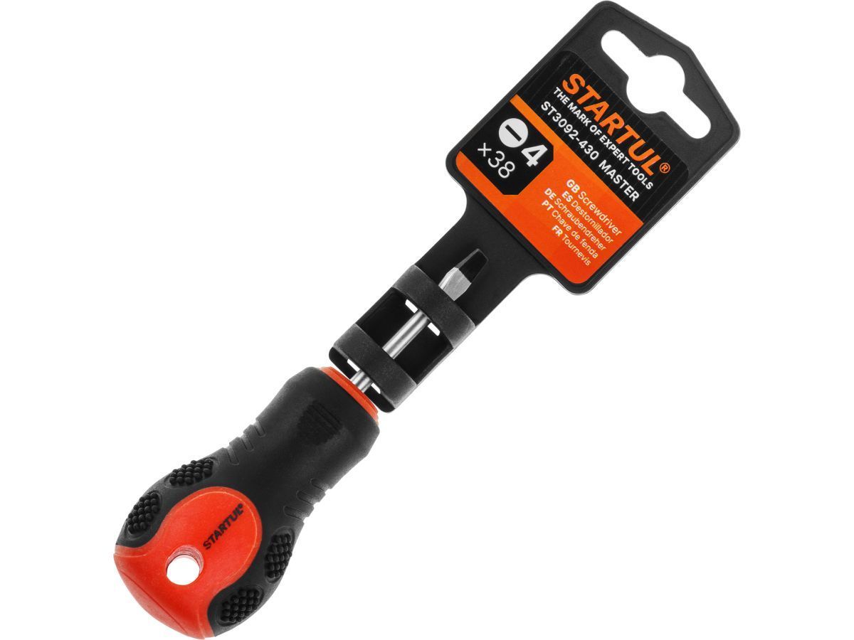 Отвертка "-" 4,0х 38мм SL MASTER (ST3092-430) (шлицевая Slotted, двухкомп. рукоятка Anti-Slip) STARTUL ST3092-430