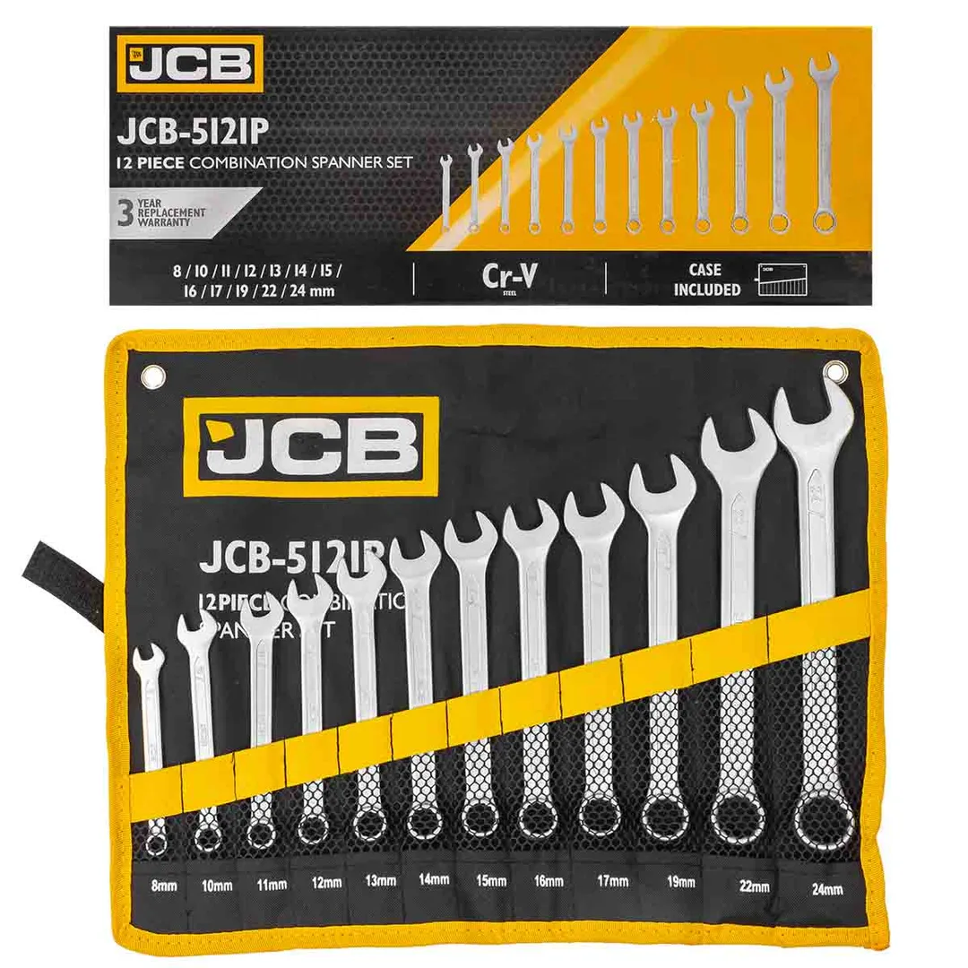 Ключи комбинированные, набор 12пр. (8, 10-17, 19, 22, 24мм)  JCB JCB-5121P
