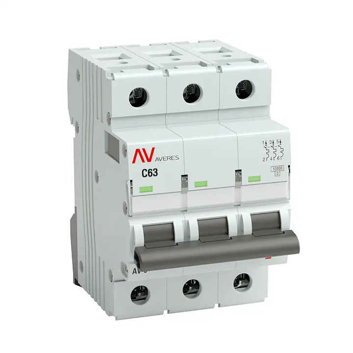AV-10 3P 63A (C) 10kA AVERES  EKF mcb10-3-63C-av