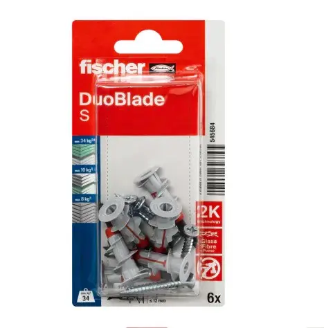 Дюбель для гипсокартона дрива DUOBLADE S с саморезом (упак. 6шт) Fischer 545684f