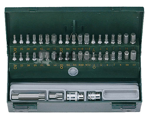 Набор бит с битодержателями HEX, SPLINE, TORX, 1/2", 3/8", 10мм, 42 пр Force 4421C