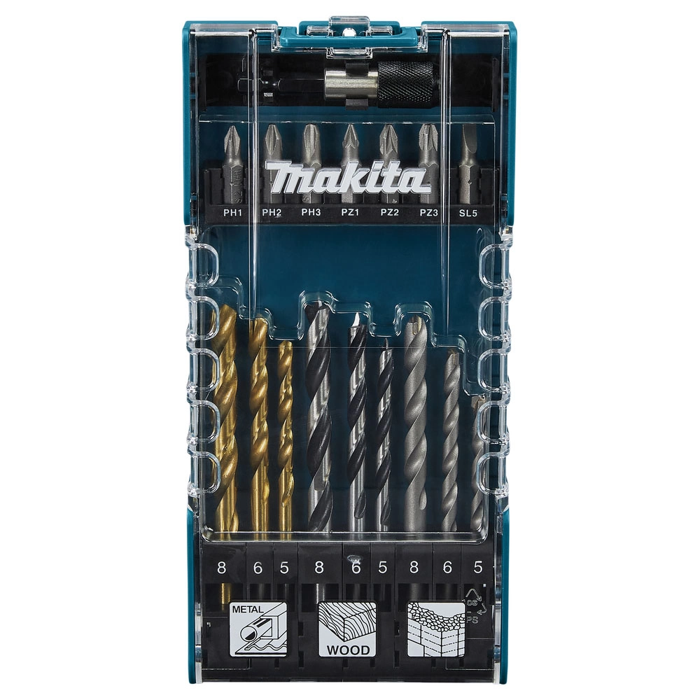 Оснастка в кейсе 17 шт (биты / сверла по металлу, дереву, кирпичу)  ...MAKITA D-74887