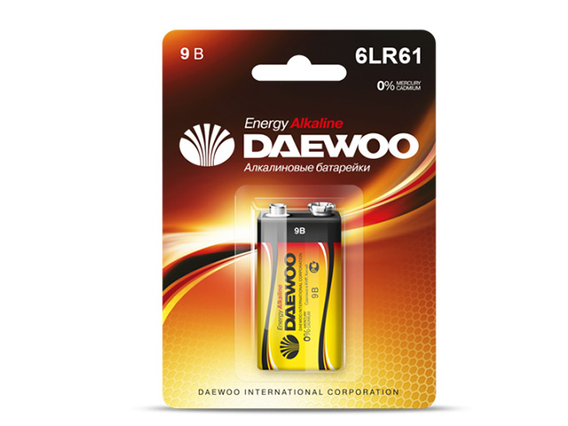 Батарейка 6LR61 9V alkaline BL-1шт  DAEWOO 1030320