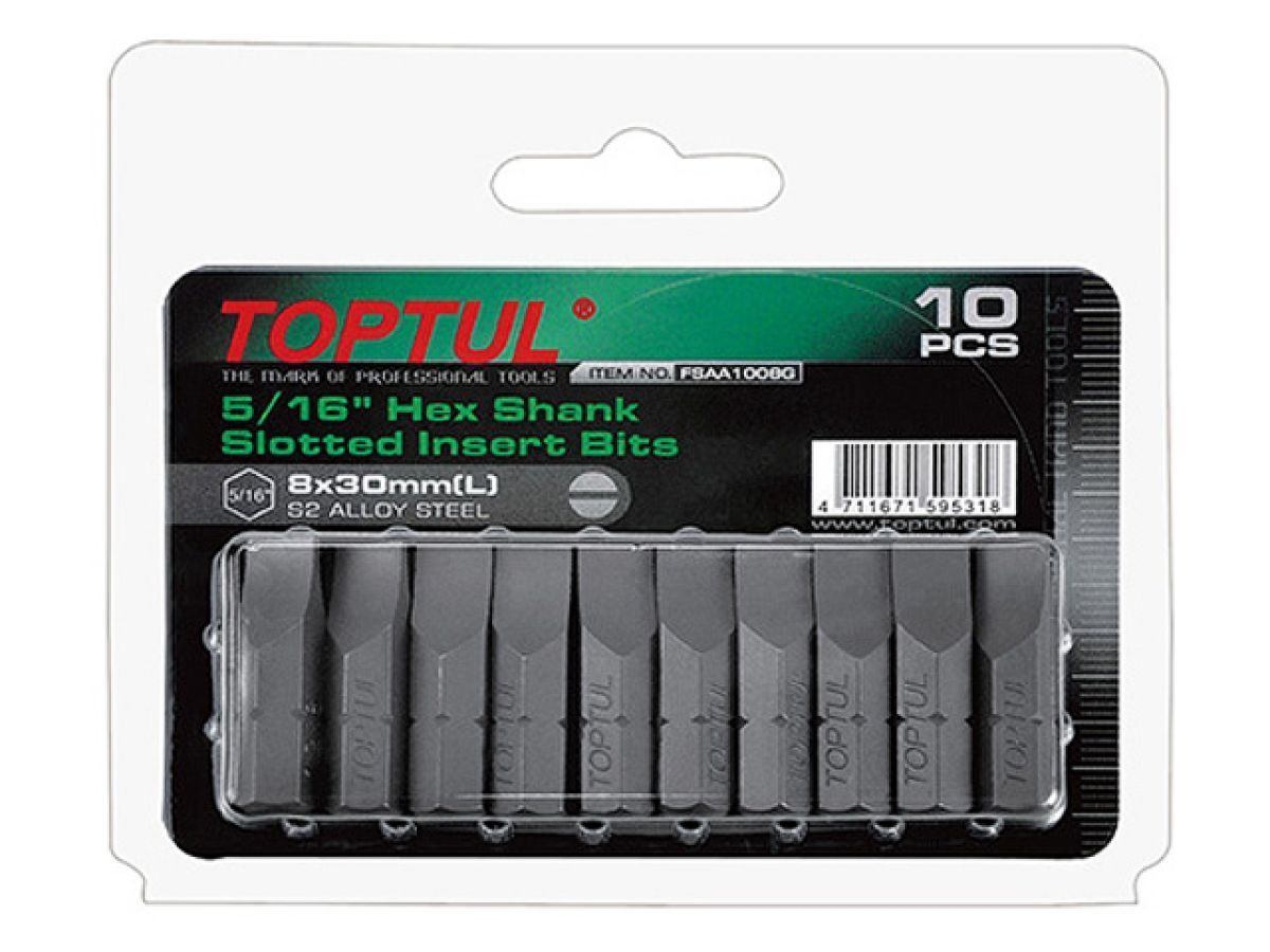 Бита шлицевая SL1.2х6.5х30мм. 5/16" (10 шт.) Toptul FSAA106EG