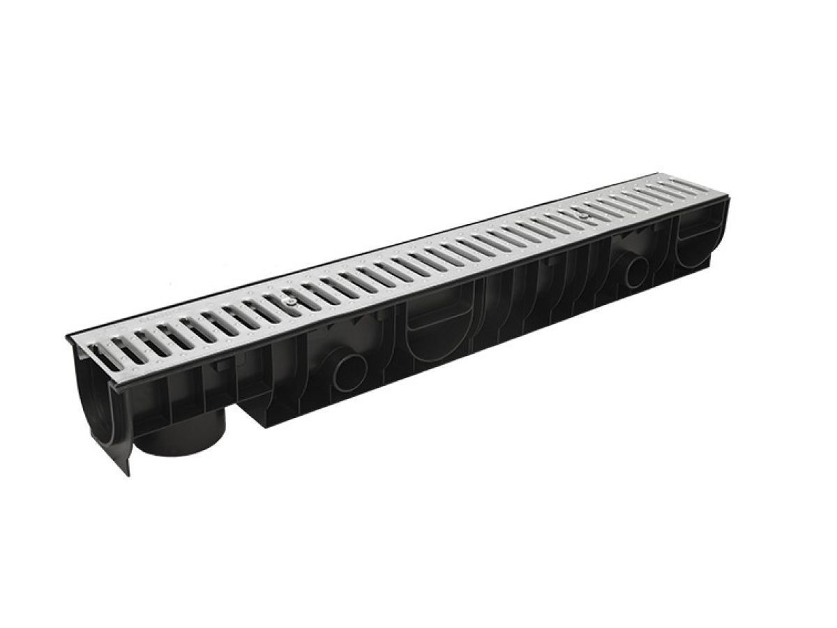 Лоток STANDART 100.125 h129  с решеткой стальной, РБ (кл. А15) ecoteck ДИ15905000