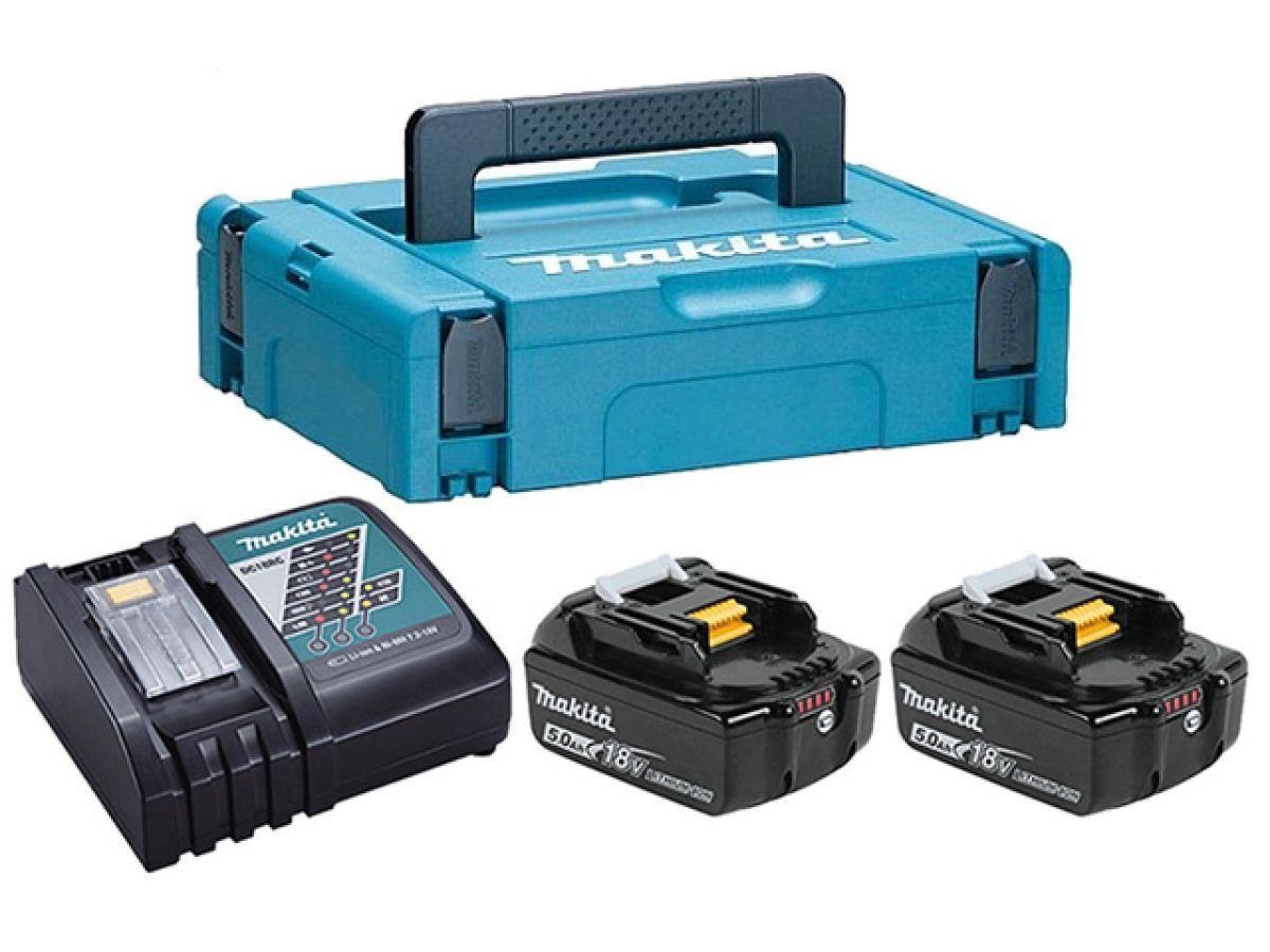 Комплект аккумулятор LXT 18.0 В BL1850B 2 шт. + зарядное устройство DC18RC в кейсе (Набор BL1850B 18V 5,0 Ah 2 шт. + DC18RC) MAKITA 198311-6