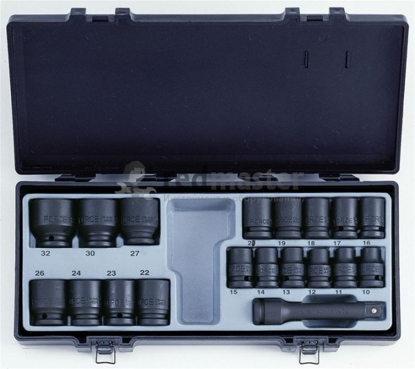 Набор головок ударных 1/2", 6 гр, 19 пр., (10-32мм) Force 4193