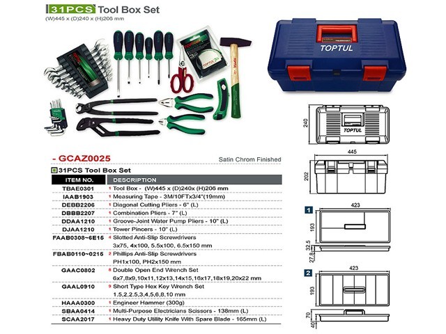 Ящик с инструм. 31предм.  Toptul GCAZ0025