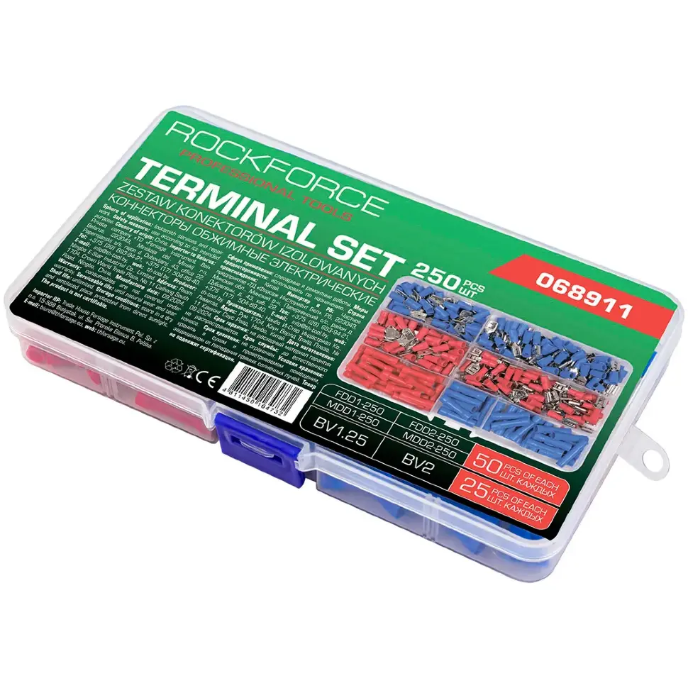 Клеммы контактные автомобильные, набор 250пр. RockFORCE RF-068911
