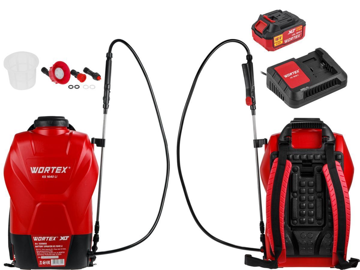 Аккум. опрыскиватель KS 1640 Li , ALL1 XLT SET 18В,  1 АКБ 4,0 А/ч, 16 л, мягкая спинка, ручка для переноски,  WORTEX 1335856