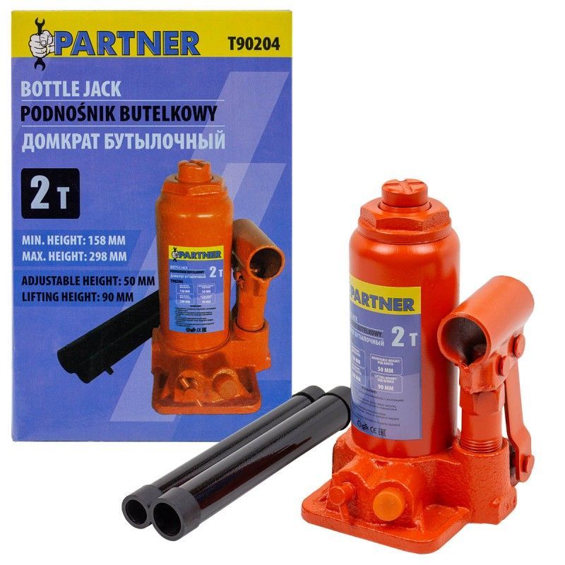 Домкрат бутылочный 2т (h min 158мм, h max 298мм)  Partner PA-T90204