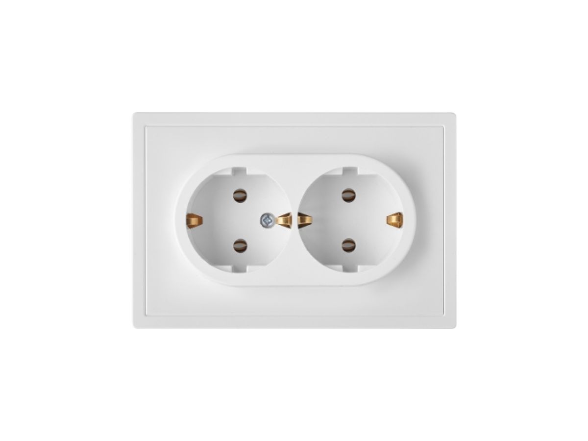 Розетка 2-ая (скрытая, с/з) белая, Carre BYLECTRICA РС16-0642