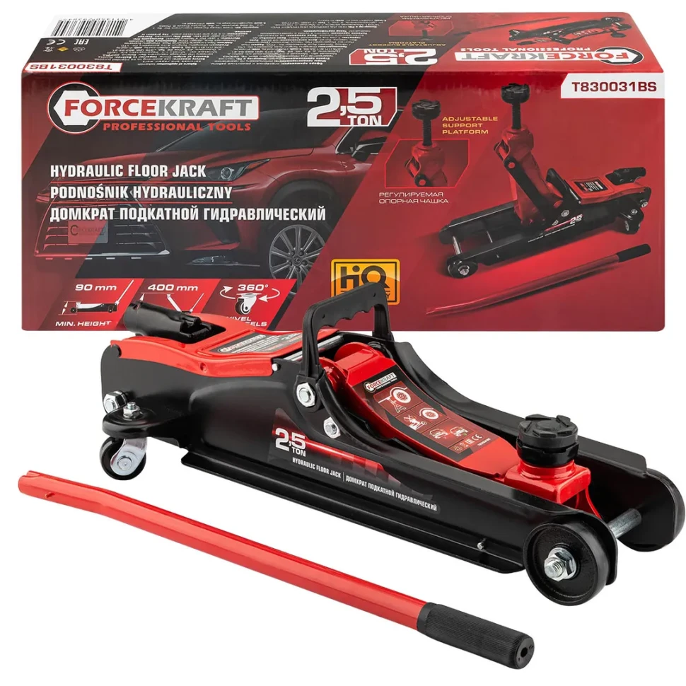Домкрат подкатной гидравлический 2.5т.  FORCEKRAFT FK-T830031BS