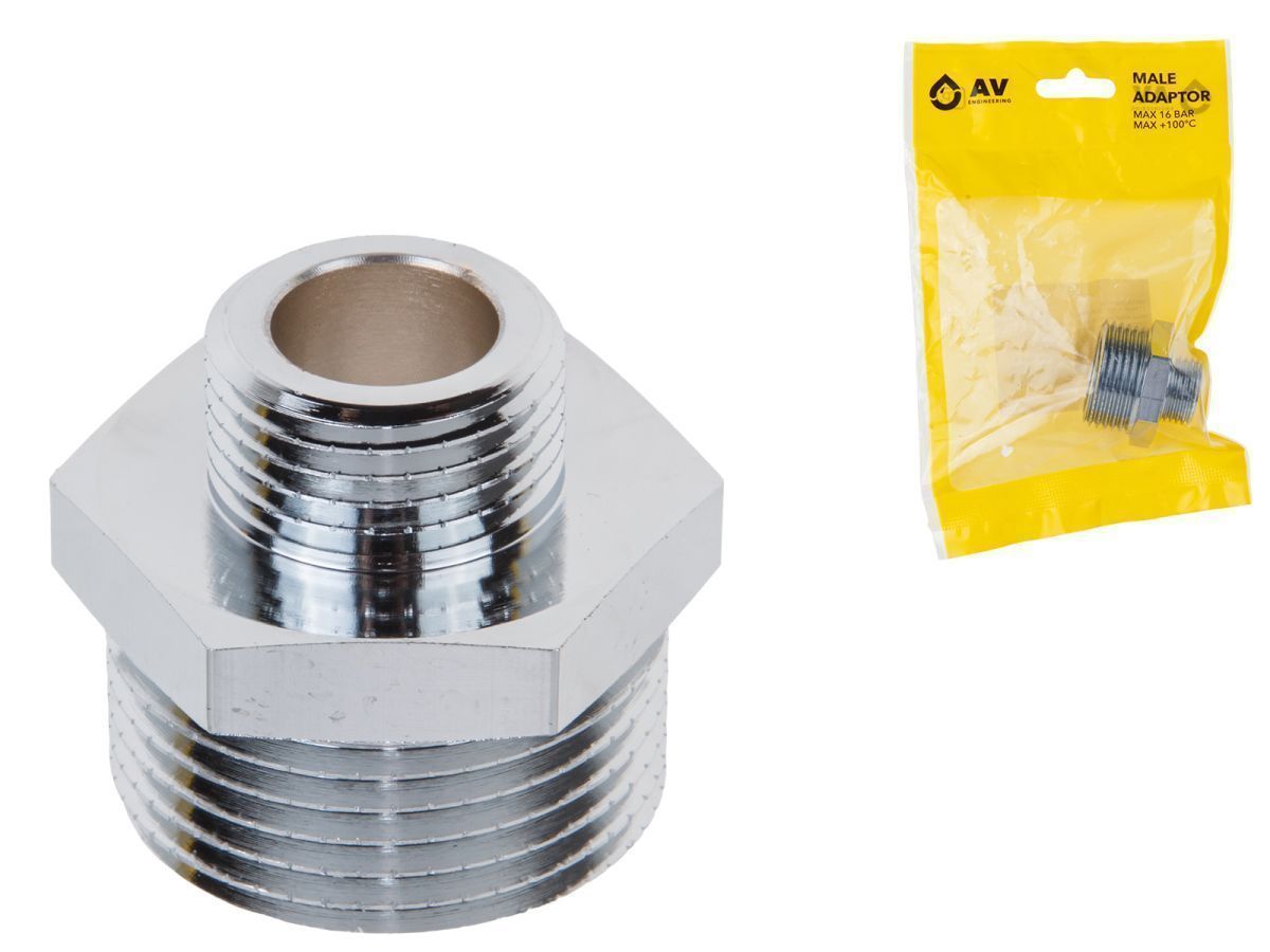 Ниппель ред. 1" нар. х 1/2" нар. ХРОМ AV Engineering AVE303020