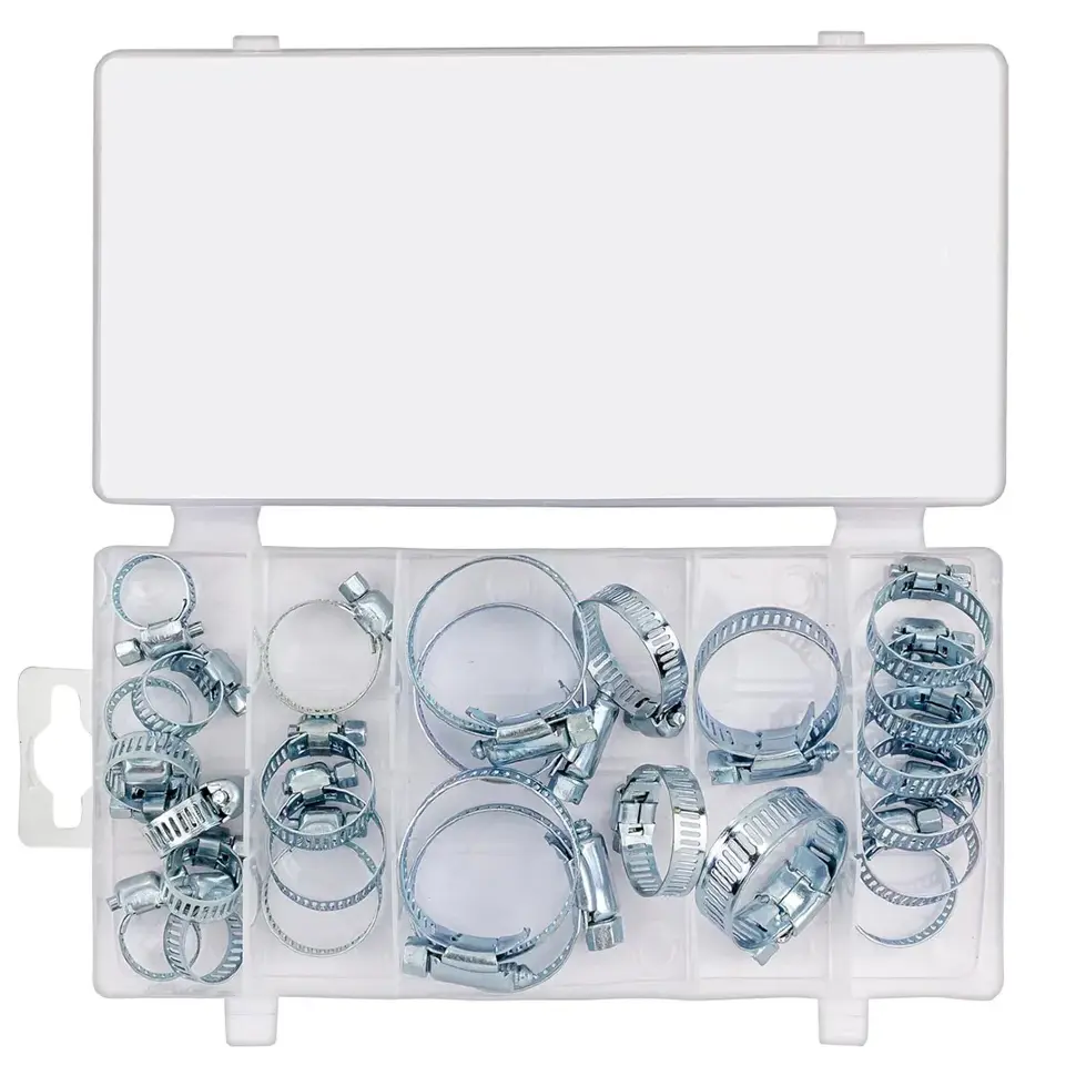 Хомуты зажимные червячные металлические, набор 26пр. RockFORCE RF-06782