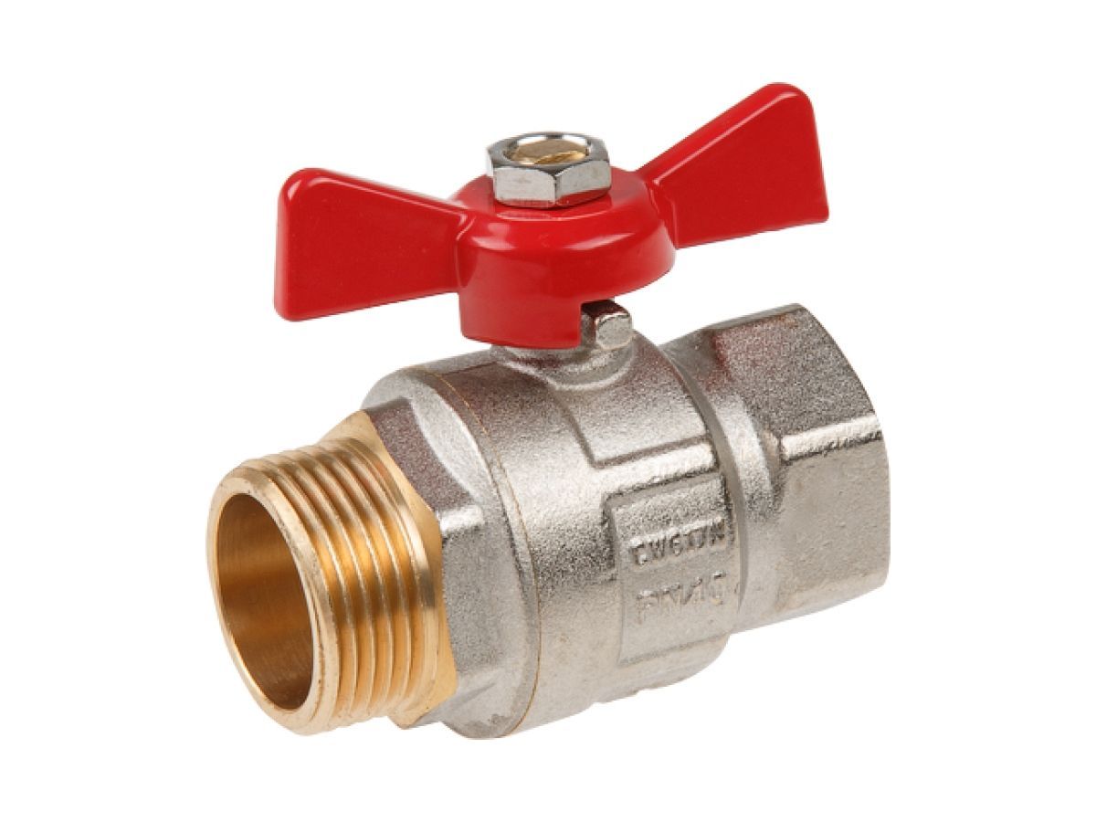 Кран шаровый 1" наружная-внутренняя резьба бабочка PN40 AV Engineering AVE093001