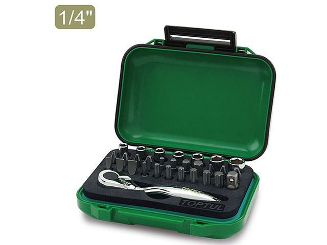 Набор головок и бит mini 30пр., 1/4"  Toptul GABW3001