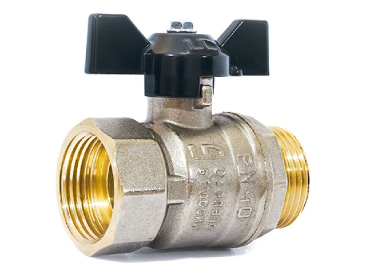 Кран шаровый 1 1/4" нар.-вн. бабочка PN 25 LD LD.47.302.32