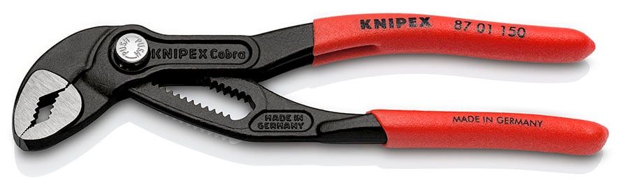 Клещи переставные COBRA® с фиксатором, 32 мм (1 1/4"), под ключ 30 мм, L-150 мм, Cr-V, серые, о...KNIPEX 8701150