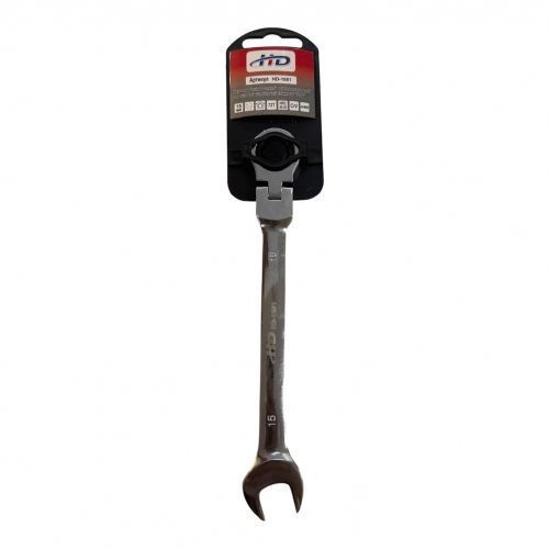 Ключ комбинированный рожково-накидной с трещоткой шарнирный 15мм CrV  ...H-D HD-1681