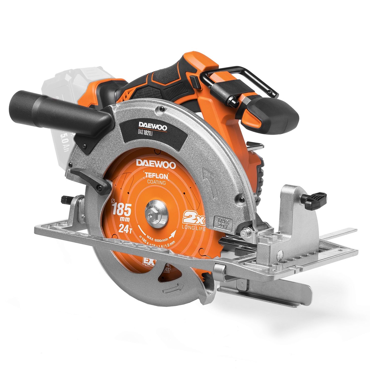 Пила циркулярная аккумуляторная, 21В, БЕЗ АКБ, 185 мм, 5000 об.мин,  DAEWOO DAS 1821Li