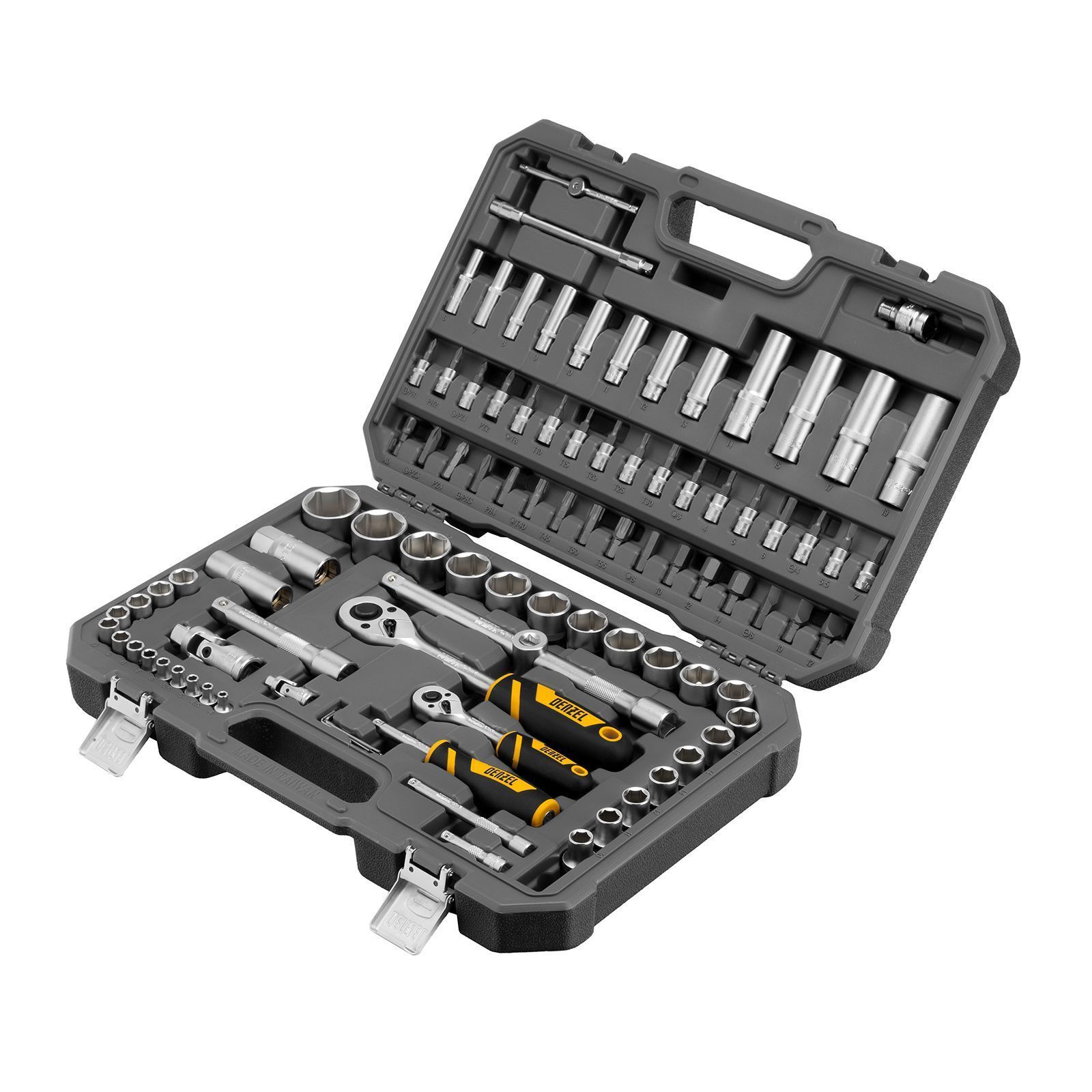 Набор инструментов, 1/2", 1/4", CrV, S2, пластиковый кейс, 94 предмета  ...DENZEL 15813