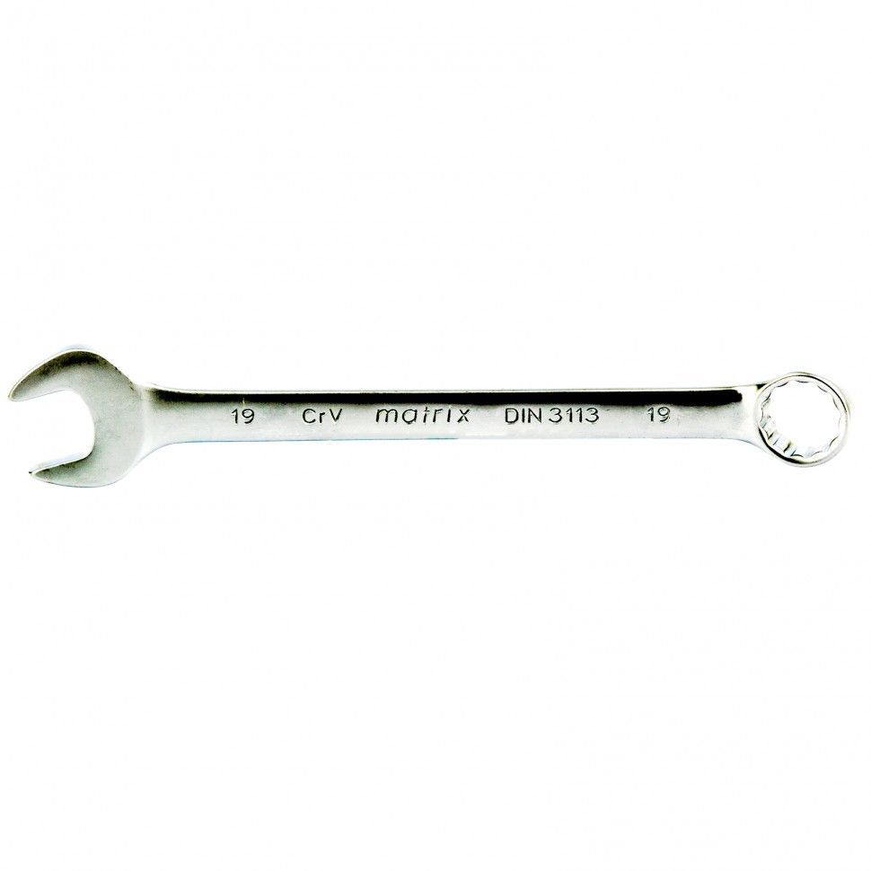 Ключ комбинированный, 19 mm, CrV, матовый хром  Matrix 15115