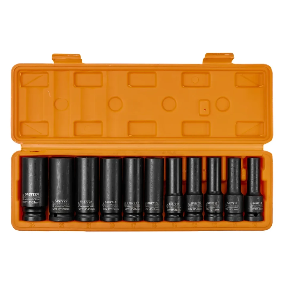 Головки ударные глубокие, набор 11пр., 1/2" (6гр.) Partner PA-4117-5MPB