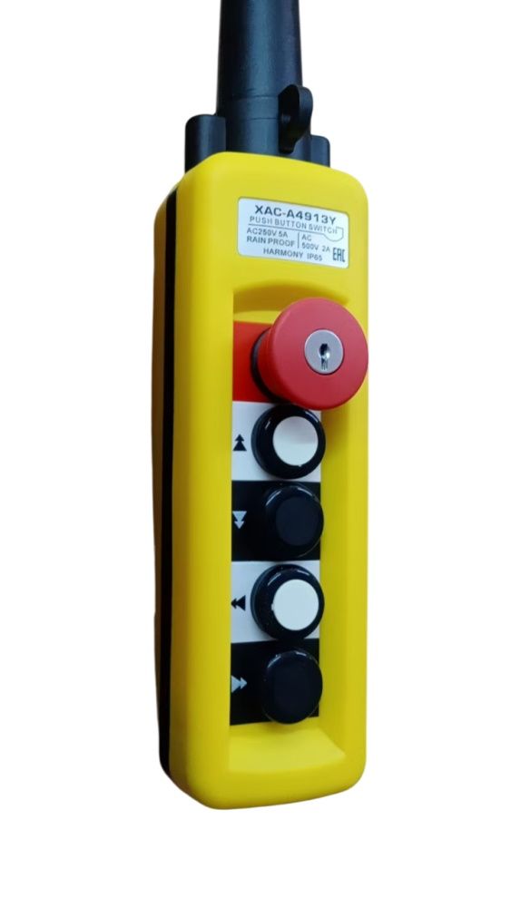 Пульт управления XAC-A4913Y для тали (4 кнопки, 2 скорости, ключ-марка, стоп, IP65, 380В), шт TOR 1044631