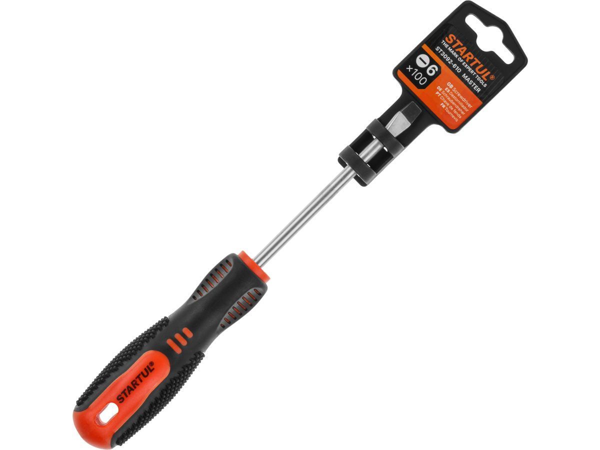 Отвертка "-" 6,0х100мм SL MASTER (ST3092-610) (шлицевая Slotted, двухкомп. рукоятка Anti-Slip) STARTUL ST3092-610