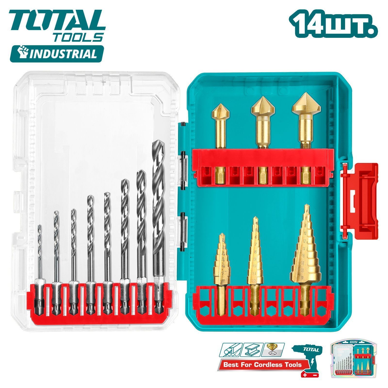 Набор сверл по металлу   (14 шт)TOTAL TACSDL61401